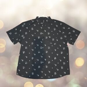 Visive Big Men’s Black Fly Fishing Lure Print Button Up Shirt Size 2XL